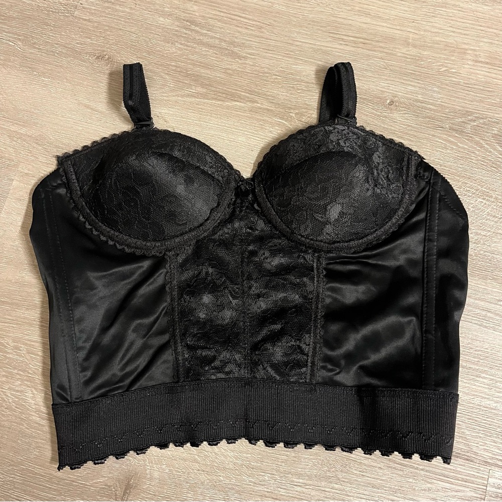 vintage black lace corset by excellent size 34B Y2K/2000s era new without tags